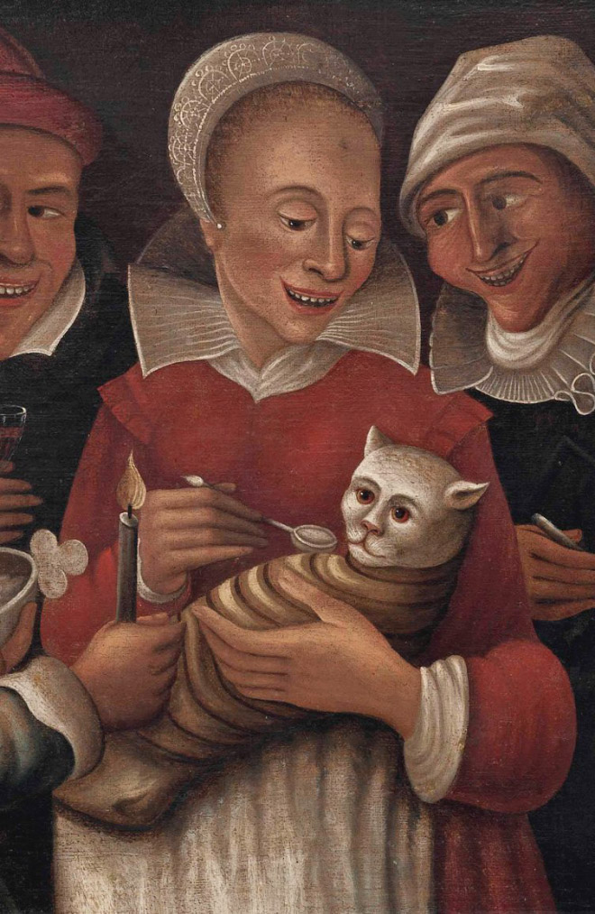 Good News We Found A Bunch Of Old Paintings Where People Are Spoon Feeding Cats Like Babies