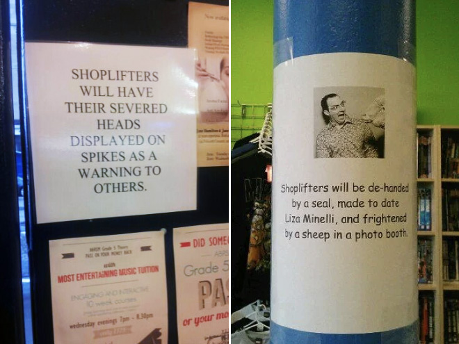 Funny Shoplifting Signs That Will Scare Away Shoplifters